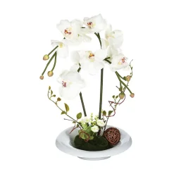 Atmosphera Créateur D'Intérieur Composition d'orchidées artificielles - vase en céramique - H46 cm - Rose- Atmosphera* Plante Artificielle