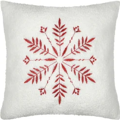 Lovely Casa Coussin - Effet bouclette avec motif flocon (45x45 cm - Ecru)* Coussin Pour Canapé