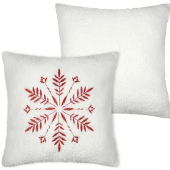 Lovely Casa Coussin - Effet bouclette avec motif flocon (45x45 cm - Ecru)* Coussin Pour Canapé