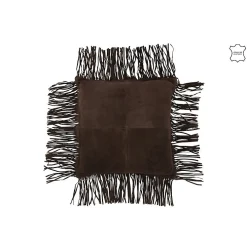 Sale J-Line Coussin à franges en cuir marron 45x45x8 cm