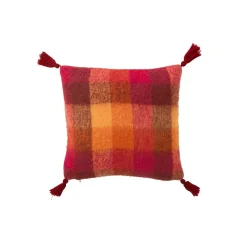 Discount J-Line Coussin avec floche en textile multicouleur 45x45x10 cm