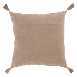 Best J-Line Coussin avec floches en coton velours marron 43x43cm