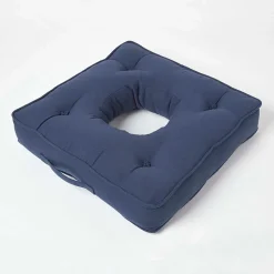Homescapes Coussin bouée en velours de coton - bleu marine -* Coussin Pour Canapé