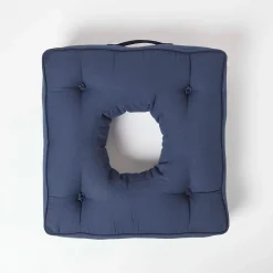 Homescapes Coussin bouée en velours de coton - bleu marine -* Coussin Pour Canapé