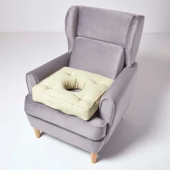 Homescapes Coussin bouée en velours de coton - vert sauge -* Coussin Pour Canapé