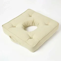 Homescapes Coussin bouée en velours de coton - vert sauge -* Coussin Pour Canapé