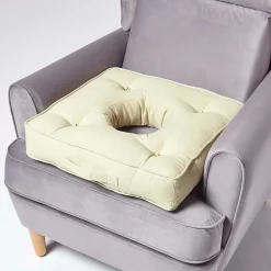 Homescapes Coussin bouée en velours de coton - vert sauge -* Coussin Pour Canapé