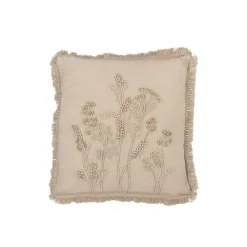 J-Line Coussin carré à broderie en coton gris 52x52x15 cm* Coussin Pour Canapé