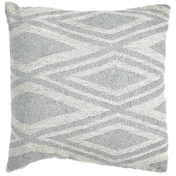 Meubletmoi Coussin carré 40 x 40 cm coton brodé grands losanges gris - BEAM* Coussin Pour Canapé