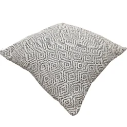 Meubletmoi Coussin carré 40 x 40 cm coton brodé avec motifs losanges noirs - EMBER* Coussin Pour Canapé