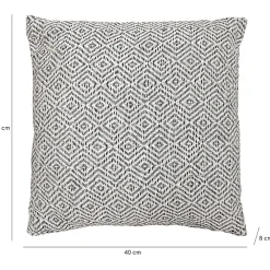 Meubletmoi Coussin carré 40 x 40 cm coton brodé avec motifs losanges noirs - EMBER* Coussin Pour Canapé