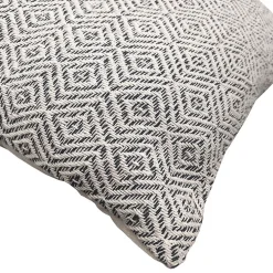Meubletmoi Coussin carré 40 x 40 cm coton brodé avec motifs losanges noirs - EMBER* Coussin Pour Canapé