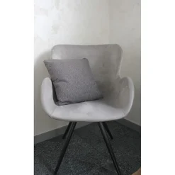 Discount Meubletmoi Coussin carré 40 x 40 cm en tissu épais gris foncé - DORA