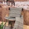 Deko & Co Coussin carré imprimé pompons Africa L.45 x l.45cm Deco&co