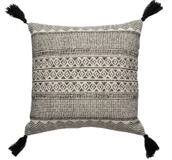 Deko & Co Coussin carré imprimé pompons Africa L.45 x l.45cm Deco&co