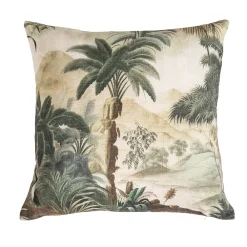 Hot Deko & Co Coussin carré imprimé savane vert et beige L.45 x l.45cm Deco&co