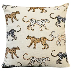 Deko & Co Coussin carré Leopold imprimé tigres beige L.45 x l.45cm Deco&co* Coussin Pour Canapé