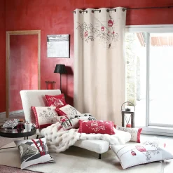 Discount Lovely Casa Coussin chalet montagne en coton (45x45 cm - Rouge)