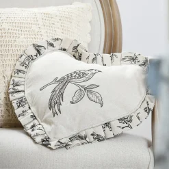 Sale Lovely Casa Coussin coeur style campagne chic (30x30 cm - Ecru)