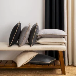Deko & Co COUSSIN COTON RECYCLE PIPING JUTE GRIS CLAIR 40X40* Coussin