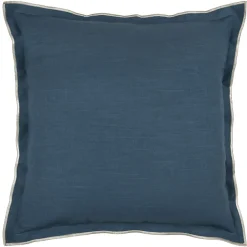 New Lovely Casa Coussin coton volant plat feston noir (45x45 cm - Bleu)
