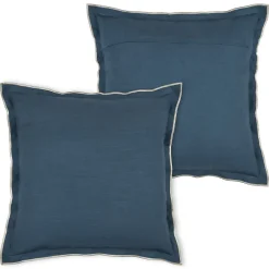 New Lovely Casa Coussin coton volant plat feston noir (45x45 cm - Bleu)