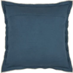 New Lovely Casa Coussin coton volant plat feston noir (45x45 cm - Bleu)