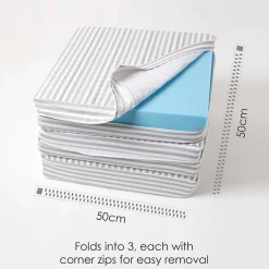 Homescapes Coussin d'assise déhoussable pour canapé 3 places en coton, gris rayé -* Coussin Pour Canapé
