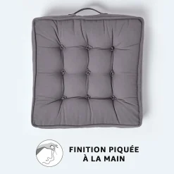 Outlet Homescapes Coussin d'assise rehausseur en coton gris ardoise, 50 x 50 x 10 cm -