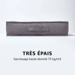 Outlet Homescapes Coussin d'assise rehausseur en coton gris ardoise, 50 x 50 x 10 cm -