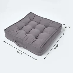 Outlet Homescapes Coussin d'assise rehausseur en coton gris ardoise, 50 x 50 x 10 cm -