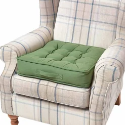 Homescapes Coussin d'assise rehausseur en coton vert foncé, 50 x 50 x 10 cm -* Coussin Pour Canapé