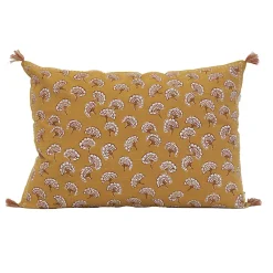 Sud Etoff Coussin décoratif imprimé motif floral (40x60 cm - Jaune)* Coussin Pour Canapé|Coussin