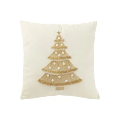 J-Line Coussin de Noël carré en coton blanc 45x45x12 cm* Coussin Pour Canapé
