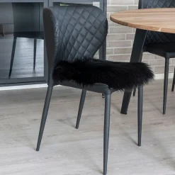 House Nordic Coussin de siège en peau d'agneau artificielle noire 40 x 40 cm* Galette De Chaise