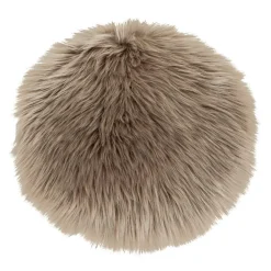 House Nordic Coussin de siège rond en peau d'agneau artificielle marron grise 35 cm* Galette De Chaise