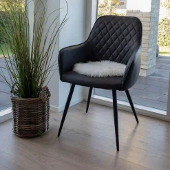 House Nordic Coussin de siège rond en peau d'agneau artificielle marron grise 35 cm* Galette De Chaise