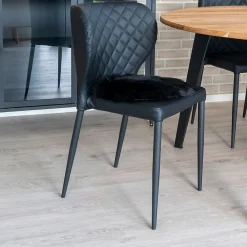 Discount House Nordic Coussin de siège rond en peau d'agneau artificielle noire 35 cm