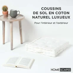 Outlet Homescapes Coussin de sol - blanc - 50 x 50 cm -