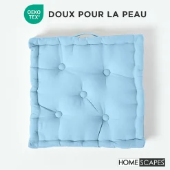 Homescapes Coussin de sol - bleu ciel uni - 50 x 50 cm -* Coussin De Sol