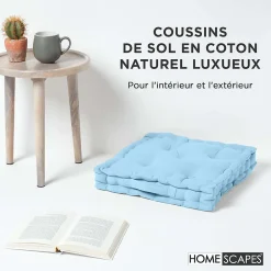 Homescapes Coussin de sol - bleu ciel uni - 40 x 40 cm -* Coussin De Sol