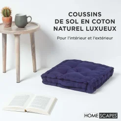 Homescapes Coussin de sol - bleu marine - 50 x 50 cm -* Coussin De Sol