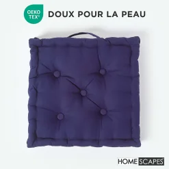 Homescapes Coussin de sol - bleu marine - 40 x 40 cm -* Coussin De Sol