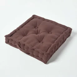 Outlet Homescapes Coussin de sol - chocolat uni - 50 x 50 cm -