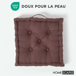 Outlet Homescapes Coussin de sol - chocolat uni - 50 x 50 cm -