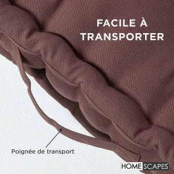 Outlet Homescapes Coussin de sol - chocolat uni - 50 x 50 cm -