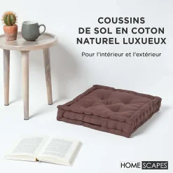 Sale Homescapes Coussin de sol - chocolat uni - 40 x 40 cm -