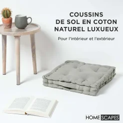 Homescapes Coussin de sol - gris uni - 50 x 50 cm -* Coussin De Sol