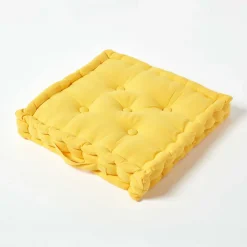 Homescapes Coussin de sol - jaune uni - 40 x 40 cm -* Coussin De Sol