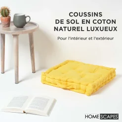 Homescapes Coussin de sol - jaune uni - 40 x 40 cm -* Coussin De Sol
